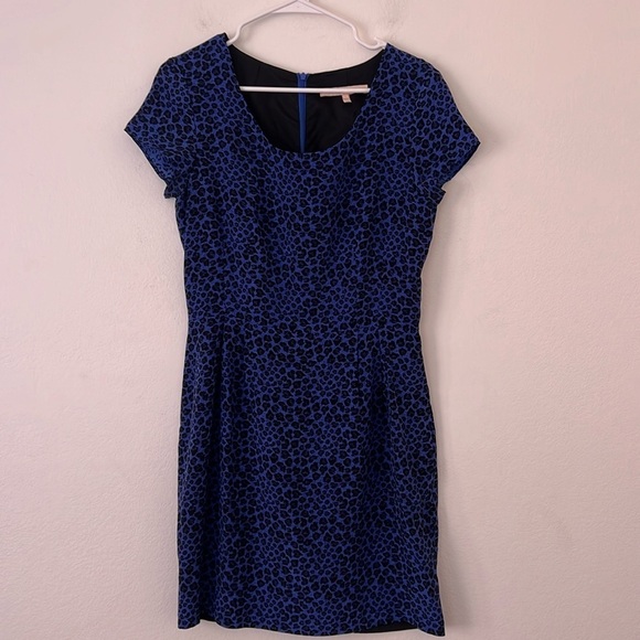 Hutch Dresses & Skirts - Anthropologie Hutch Mini Black and Blue Silk Dress Size 6 Cheetah Print
